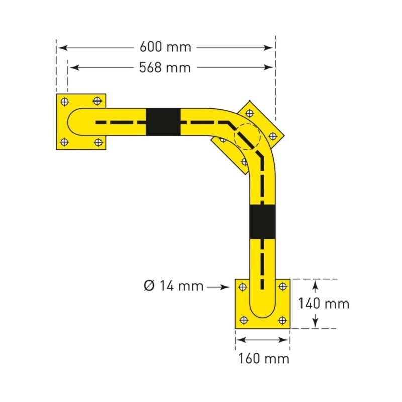 Corner collision protection bracket 600x600x600 mm (HxWxD) Weight 24 kg